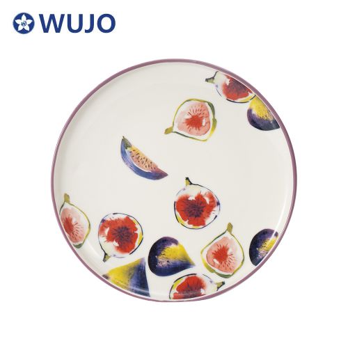 WUJO New Design Home Plate Dinnerware Sets Color Glazed Ceramic Dinner Sets