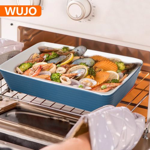 WUJO High Quality Customized Porcelain Bakeware Pan Ceramic Baking Pan Dishes