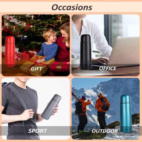 WUJO Double Layer Stainless Steel Bullet Shape Botella De Agua Insulated Flask Water Bottle Vacuum Cup Thermos