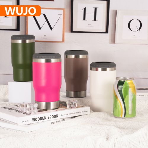 WUJO 14oz 420ml 4 in 1 insulated stainless steel beverages cooling can Koozie creative coffee beer mug with bottle opener