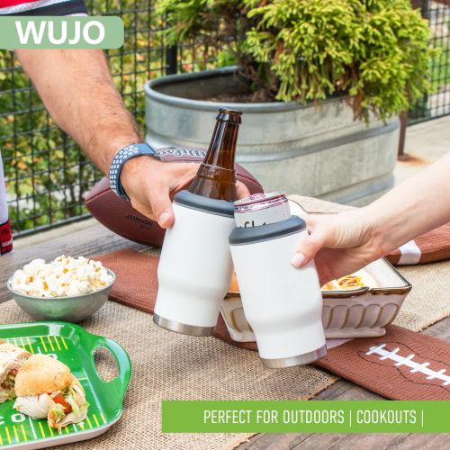 WUJO 14oz 420ml 4 in 1 insulated stainless steel beverages cooling can Koozie creative coffee beer mug with bottle opener