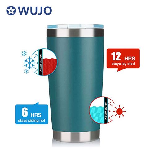 WUJO 30 Oz Car Cup Insulated 20Oz Stainless Steel Tumbler Travel Flask Mug With Leakproof Lid 2 Straw