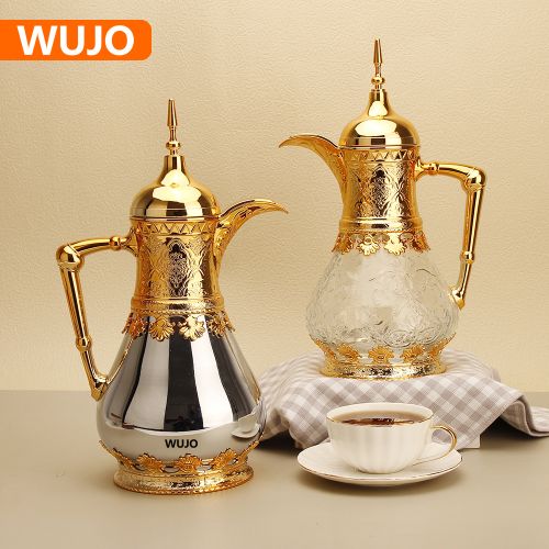 WUJO Golden European Hot Tea Water Coffee Tea Insulated Thermos Thermal Vacuum Jug