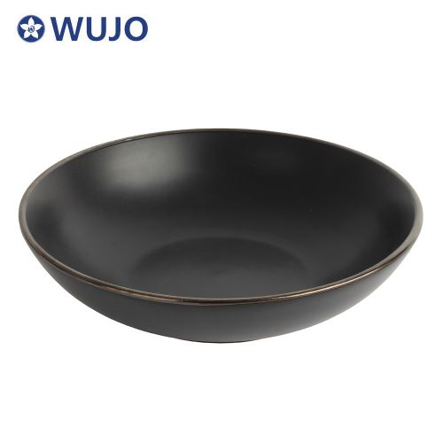 WUJO European Style Black 18 pcs Ceramic Dinnerware Stoneware Dinner Sets for 6 People