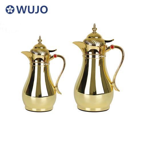 WUJO Golden European Hot Tea Water Coffee Tea Insulated Thermos Thermal Vacuum Jug