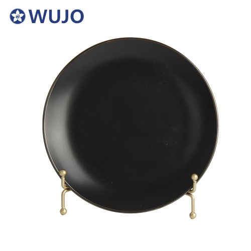 WUJO European Style Black 18 pcs Ceramic Dinnerware Stoneware Dinner Sets for 6 People