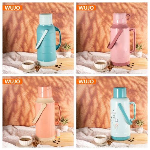 WUJO Glass Inner Plastic Body 2L 3.2L Cute design insulated Vacuum Flask Thermos Tea Pot for Hot Water