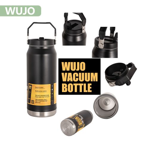 WUJO 18/8 Stainless Steel Portable Vacuum Insulated 1600ml Travel Cup Water Bottle With Handle