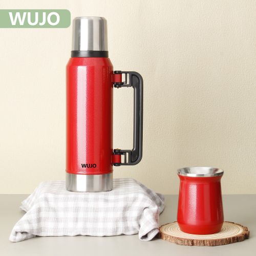 WUJO Double Wall Stainless Steel Insulted Yerba Mate Gourd Cup With Straw