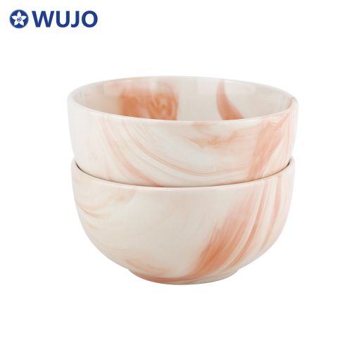 WUJO Nordic Style Stoneware Fruit Bowl Marble Design Ceramic Salad Bowl