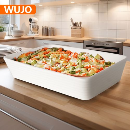 WUJO High Quality Customized Porcelain Bakeware Pan Ceramic Baking Pan Dishes