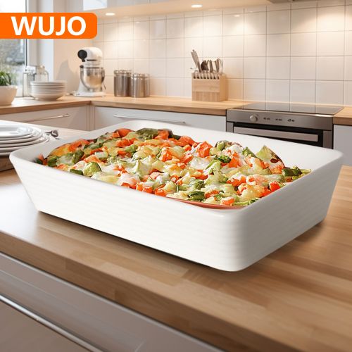 WUJO High Quality Customized Porcelain Bakeware Pan Ceramic Baking Pan Dishes