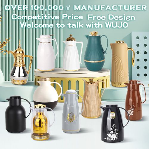 WUJO Golden European Hot Tea Water Coffee Tea Insulated Thermos Thermal Vacuum Jug