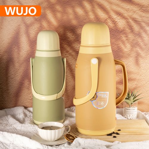 WUJO Glass Inner Plastic Body 2L 3.2L Cute design insulated Vacuum Flask Thermos Tea Pot for Hot Water