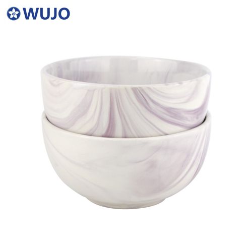 WUJO Nordic Style Stoneware Fruit Bowl Marble Design Ceramic Salad Bowl