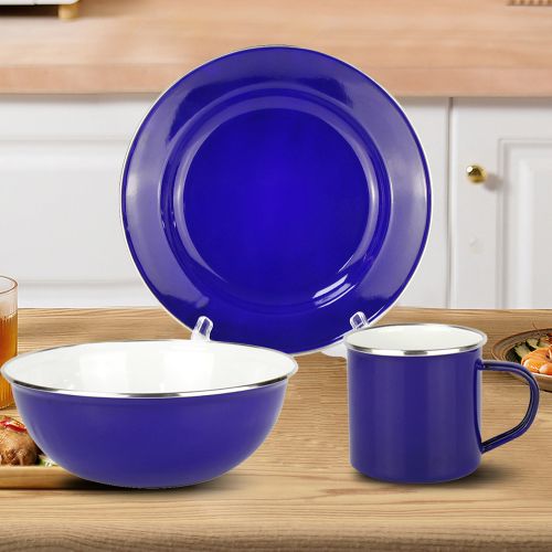 WUJO Western Enamel Dinner Sets for Camping