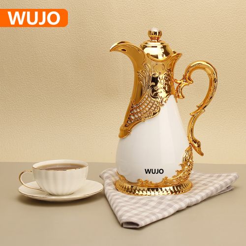 WUJO Golden European Hot Tea Water Coffee Tea Insulated Thermos Thermal Vacuum Jug