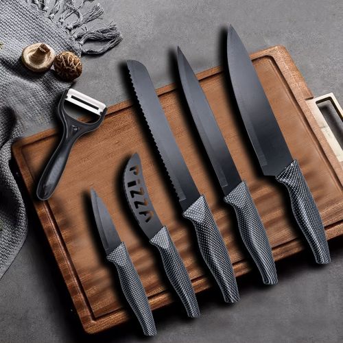 WUJO Stainless Steel Chef Knife Set with Steak Fruits Bread Knives Utilities