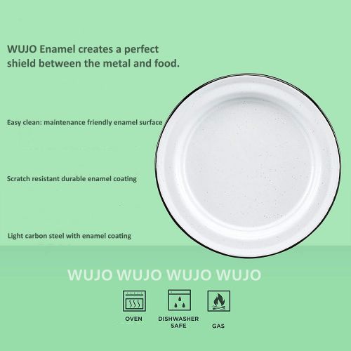 WUJO Tableware Dinnerware Set White Enamel Camping Set