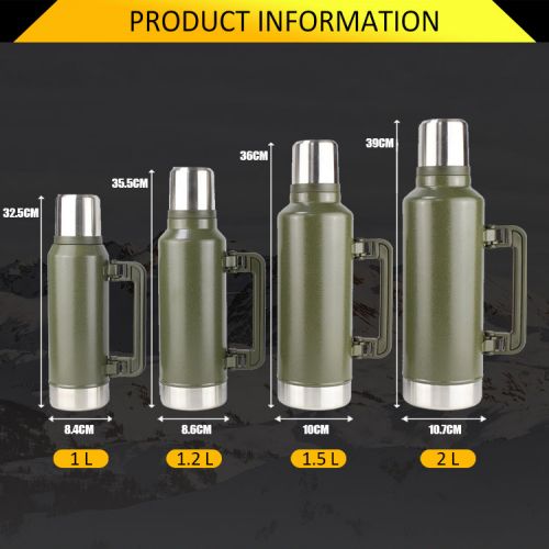 WUJO 304 Classic Camping Mate Double Wall Stainless Steel Thermos Termos Vacuum Flask