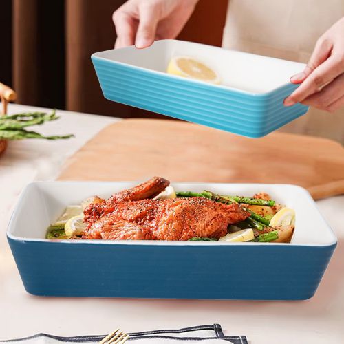 WUJO High Quality Customized Porcelain Bakeware Pan Ceramic Baking Pan Dishes