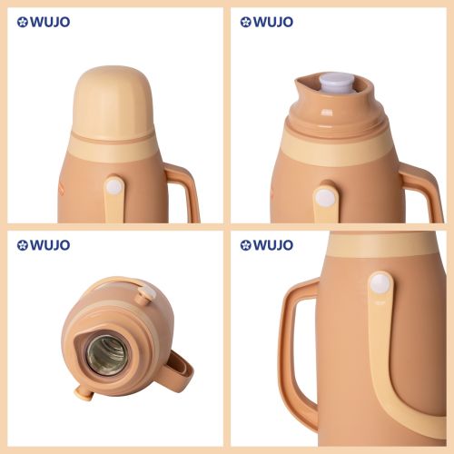 WUJO Glass Inner Plastic Body 2L 3.2L Cute design insulated Vacuum Flask Thermos Tea Pot for Hot Water