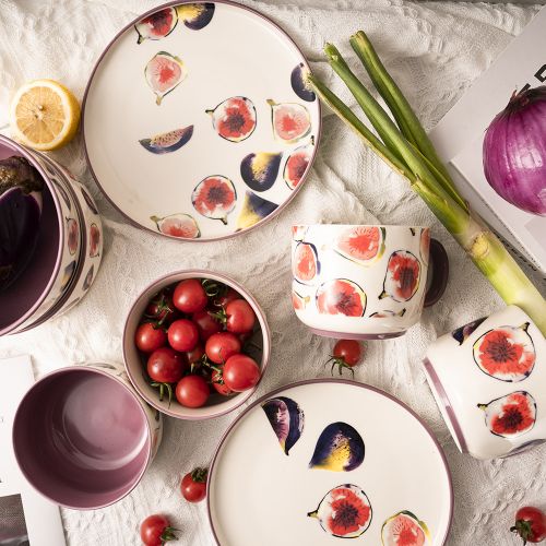 WUJO New Design Home Plate Dinnerware Sets Color Glazed Ceramic Dinner Sets