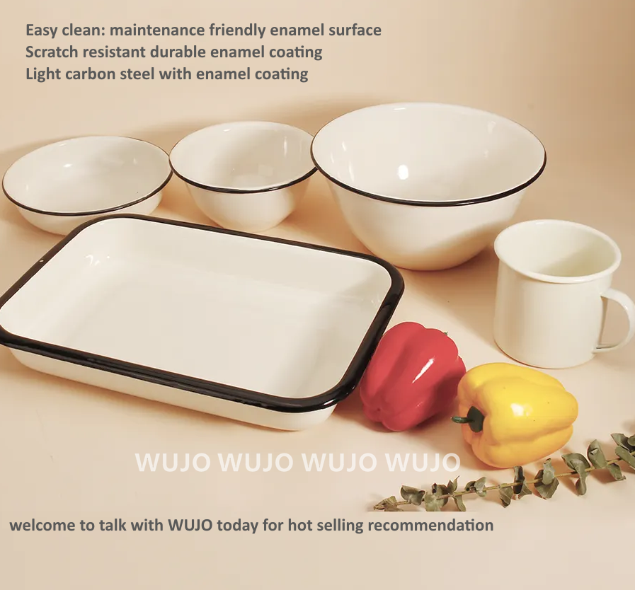 WUJO Custom Logo Europe American Large Capacity Black Enamel Pot Cookware