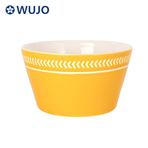 WUJO New Design Color Glazed Ceramic Pasta Bowl Large Ceramic Salad Bowl