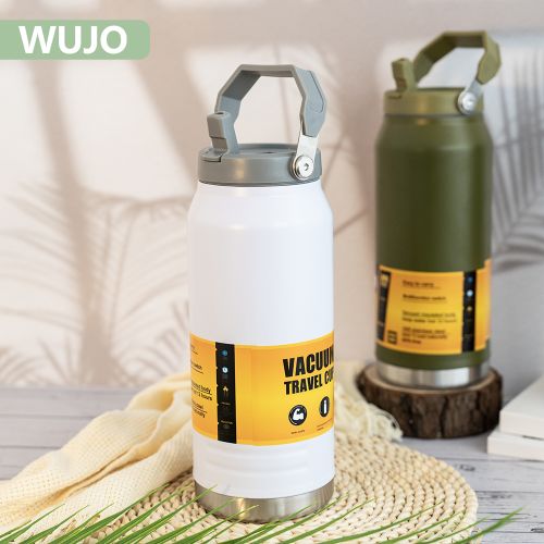 WUJO 18/8 Stainless Steel Portable Vacuum Insulated 1600ml Travel Cup Water Bottle With Handle