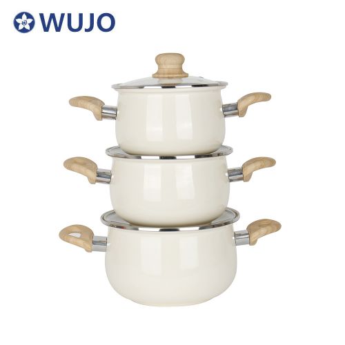 WUJO European American Style Customized Logo Carbon Steel Enamel Pot