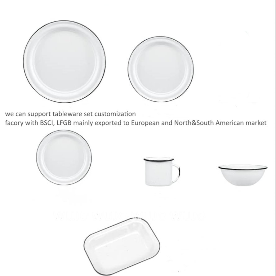 WUJO Custom Logo Europe American Large Capacity Black Enamel Pot Cookware