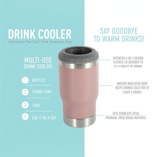 WUJO 14oz 420ml 4 in 1 insulated stainless steel beverages cooling can Koozie creative coffee beer mug with bottle opener