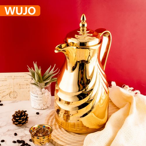 WUJO Luxury Coffee Pot Insulated Vacuum Flask Glass Inner Thermos Arabic Turkish Tea Set Coffee Pot Sets