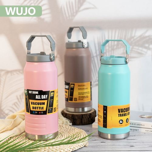 WUJO 18/8 Stainless Steel Portable Vacuum Insulated 1600ml Travel Cup Water Bottle With Handle