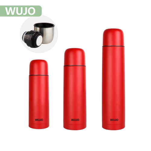 WUJO Double Layer Stainless Steel Bullet Shape Botella De Agua Insulated Flask Water Bottle Vacuum Cup Thermos