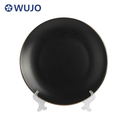 WUJO European Style Black 18 pcs Ceramic Dinnerware Stoneware Dinner Sets for 6 People