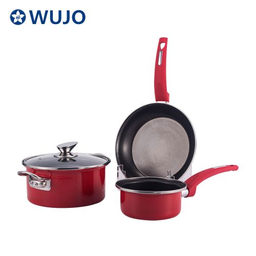 WUJO Manufacturer Non Stick Carbon Steel Enamel Pot with Milk Pan