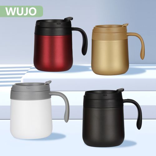 WUJO 350ml 500ml Double Wall Stainless Steel Termo De Agua Vacuum Insulated Travel Mug Coffee Tea Thermal Cup With Lid