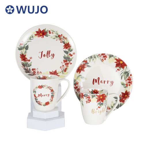 WUJO New Ceramic Tableware Set Luxury 16 pcs Porcelain Dinnerware Sets
