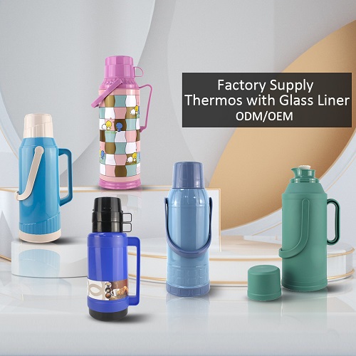 WUJO Glass Inner Plastic Body 2L 3.2L Cute design insulated Vacuum Flask Thermos Tea Pot for Hot Water