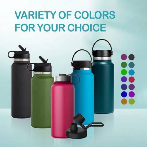 WUJO 64oz Double Wall Insulated Stainless Steel Travel Sports Vacuum Flask Water Bottle