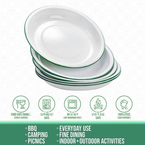 WUJO Tableware Dinnerware Set White Enamel Camping Set