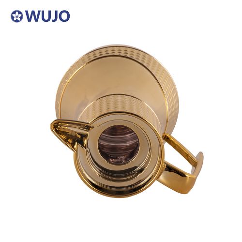 WUJO Arabic Style Luxury Gold Silver Thermos Coffee Pot Vacuum Flask Water Kettle For Arabic Coffee