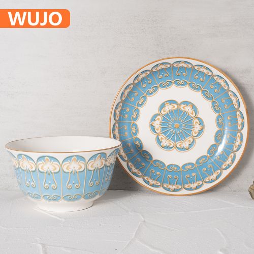 WUJO New Arabic Style Ceramic Dinner Plate Sets Porcelain Dinnerware Sets