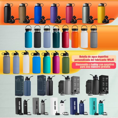 WUJO 64oz Double Wall Insulated Stainless Steel Travel Sports Vacuum Flask Water Bottle
